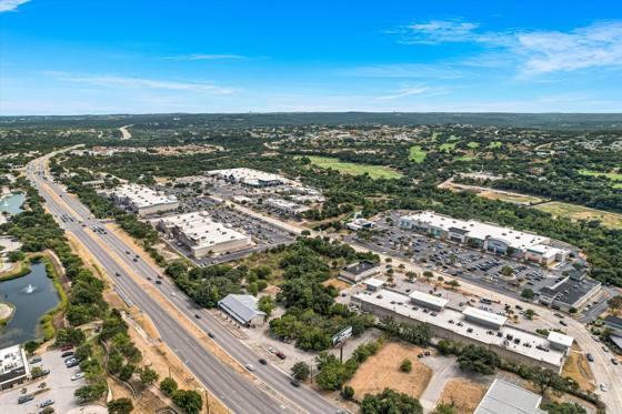 Aerial — Hwy 71 frontage looking west