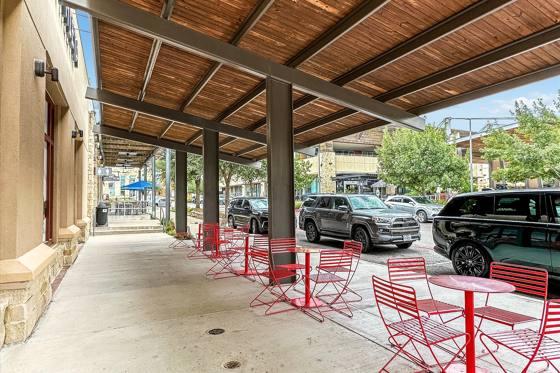 Galleria shops — covered walkway seating